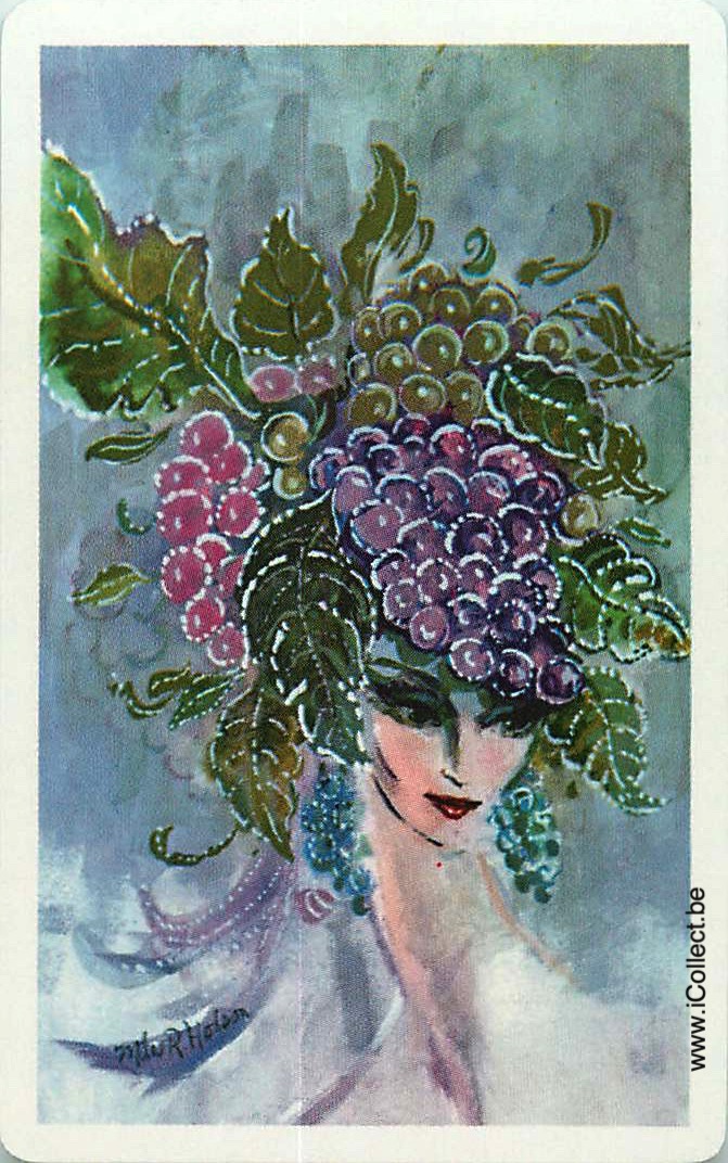 Single Swap Playing Cards People Woman Head Grapes (PS22-51G)